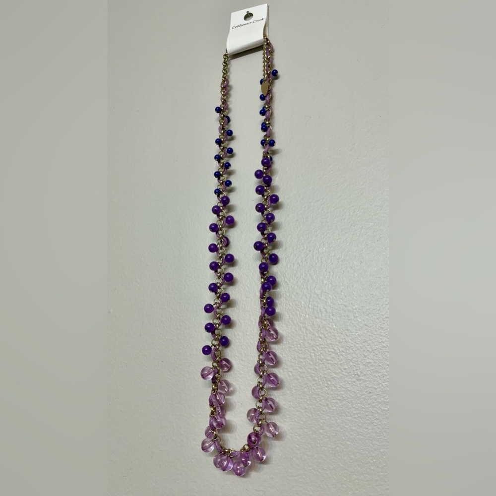 Coldwater Creek Bubbling Beads Long Necklace Purple Pink Blue NWT